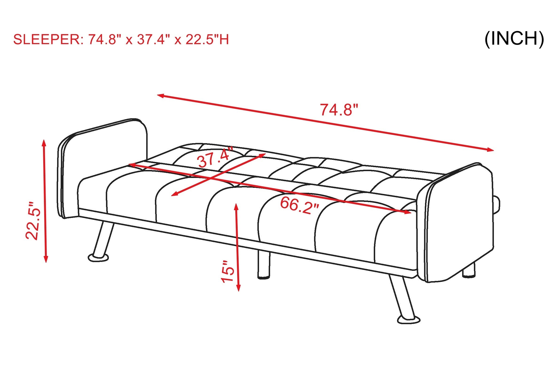 SLEEPER SOFA RED COLOR FABRIC（same as W22339670。Size difference, See Details in page.） - Atlantic Fine Furniture Inc