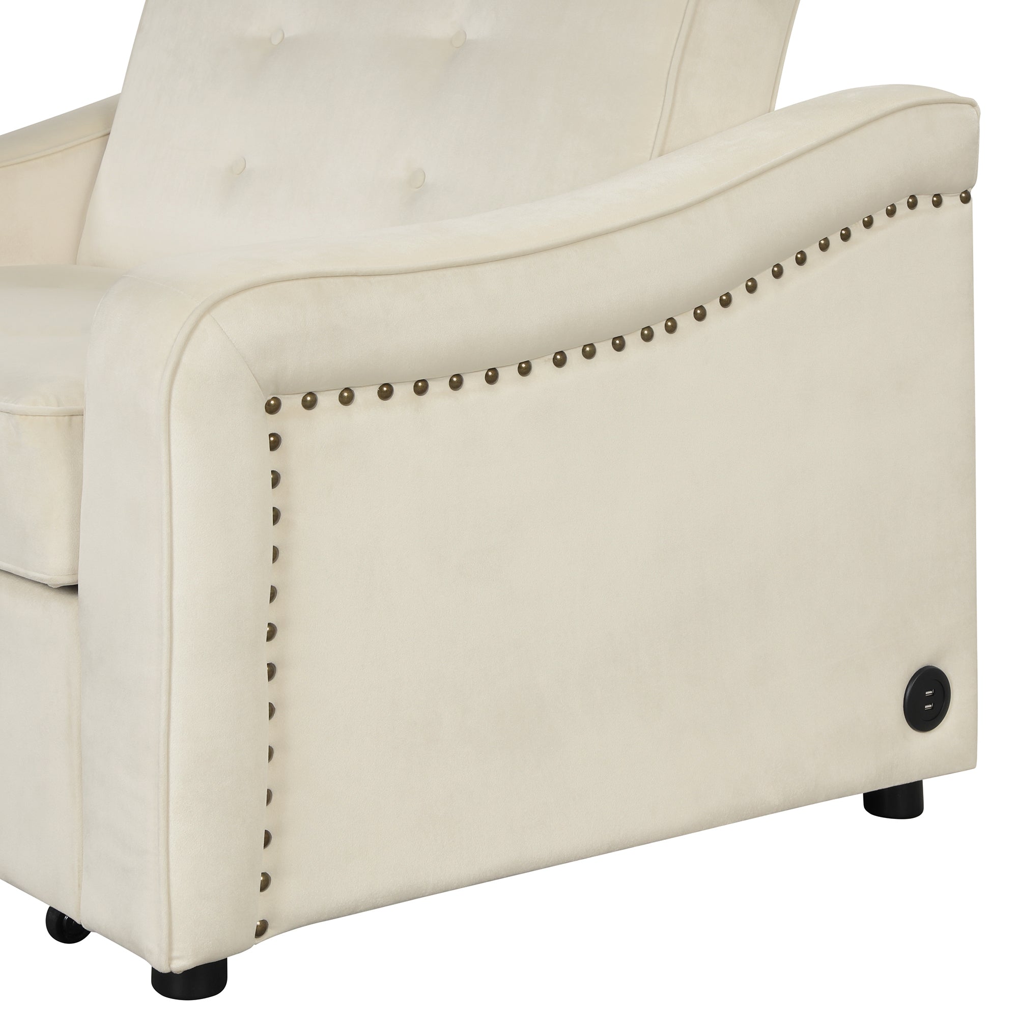 Orisfur. 50.6" Convertible Sleeper Bed, Adjustable Sofa Couch with Dual USB Ports for Living Room Space（Cream White） - Atlantic Fine Furniture Inc