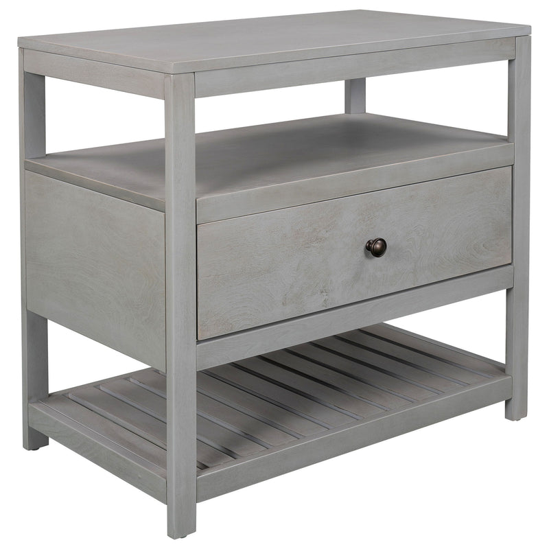 Modern Wooden Nightstand With Drawers Storage For Living Room - Bedroom - Gray
