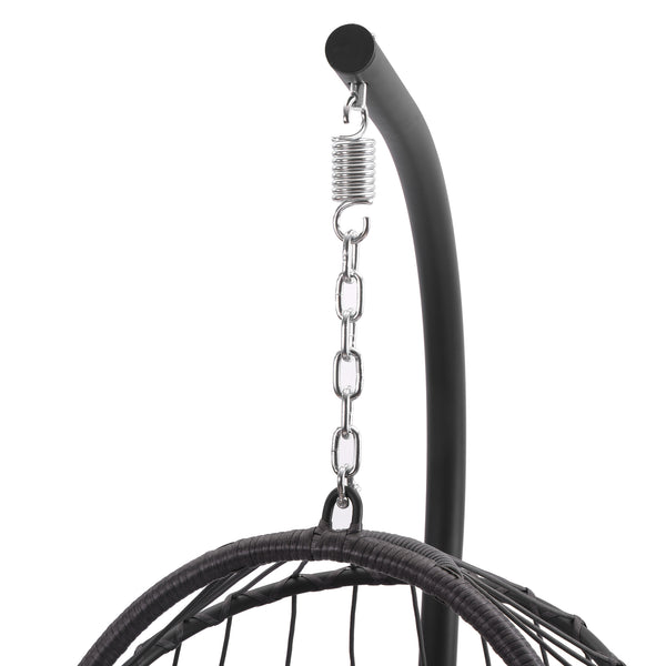 In door  outdoor patio Wicker Hanging Chair Swing Chair Patio Egg Chair UV Resistant grey cushion Aluminum frame - Atlantic Fine Furniture Inc