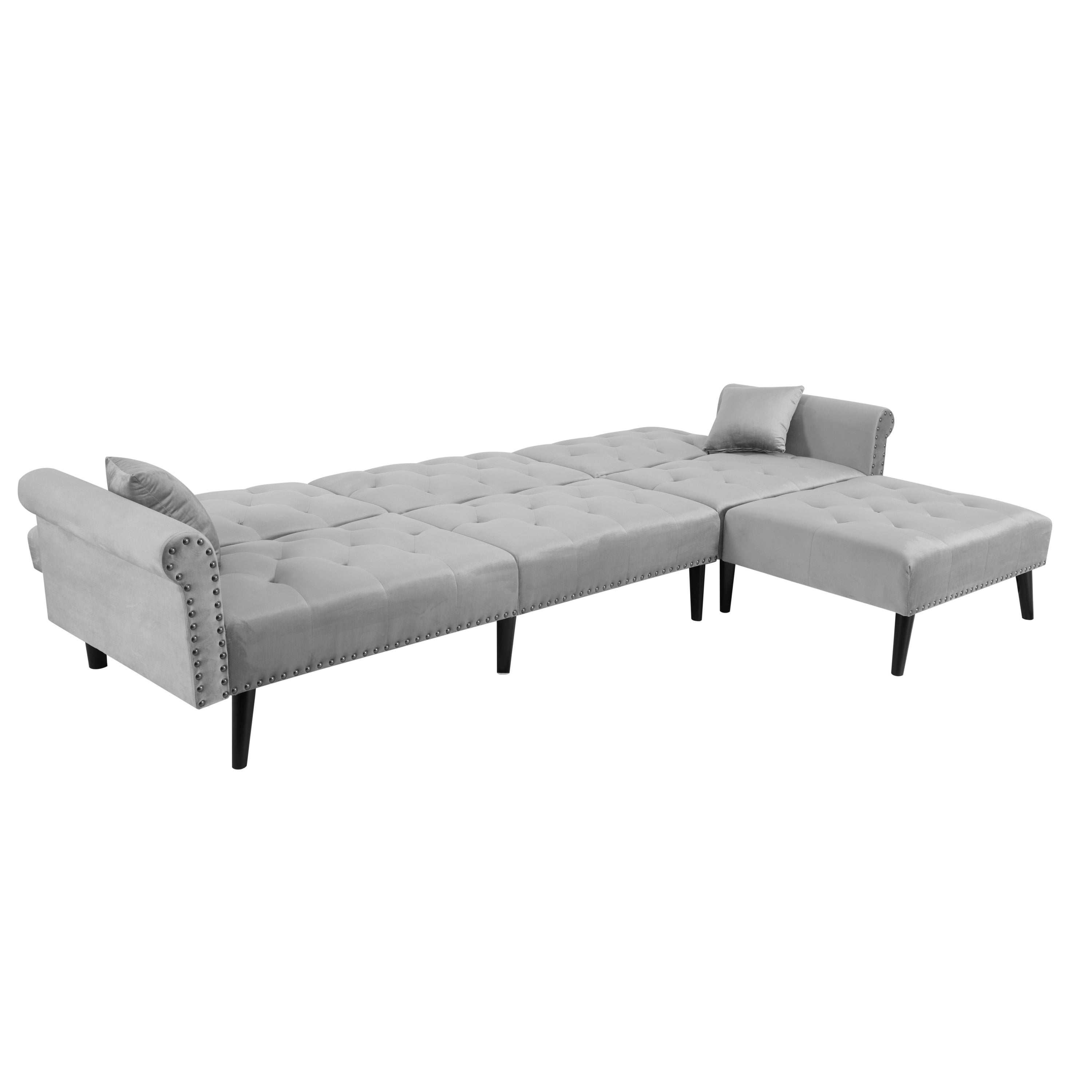 Convertible Sofa bed sleeper Light Grey velvet（W223S00002、W223S00708、W223S00870） - Atlantic Fine Furniture Inc