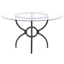Aviano - Round Glass Top Metal Dining Table - Gunmetal - Atlantic Fine Furniture Inc