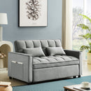 Modern Velvet Convertible Loveseat Sleeper Sofa Couch with Adjustable Backrest, 2 Seater Sofa With Pull-Out Bed with 2 Lumbar Pillows For Small Living Room & Apartment - Atlantic Fine Furniture Inc
