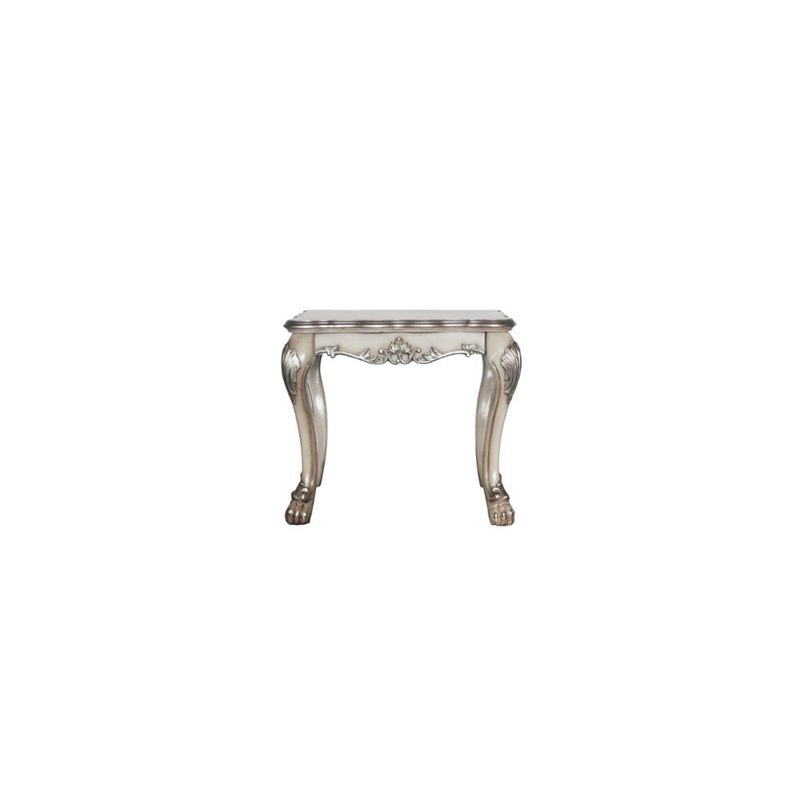 The Dresden traditional end table, reflects highly decorative details, oversized claw feet, decorative carving inlay veneers on apron, all carefully made with selected materials. This table will be the showpiece of any room environment.