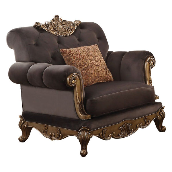 Orianne - Chair - Charcoal Fabric & Antique Gold - Atlantic Fine Furniture Inc