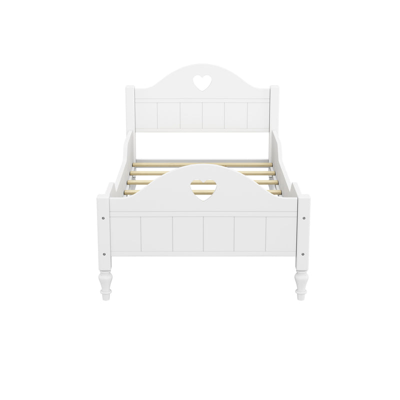 Macaron Twin Size Toddler Bed With Side Safety Rails And Headboard And Footboard, White