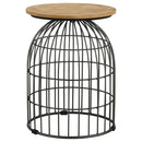 Bernardo - Round Wire Frame Side Table - Natural And Gunmetal - Atlantic Fine Furniture Inc