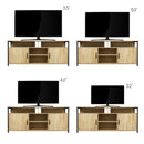 TV Stand ,Modern Wood Universal Media Console with Metal Legs, Home Living Room Furniture Entertainment Center,oak - Atlantic Fine Furniture Inc