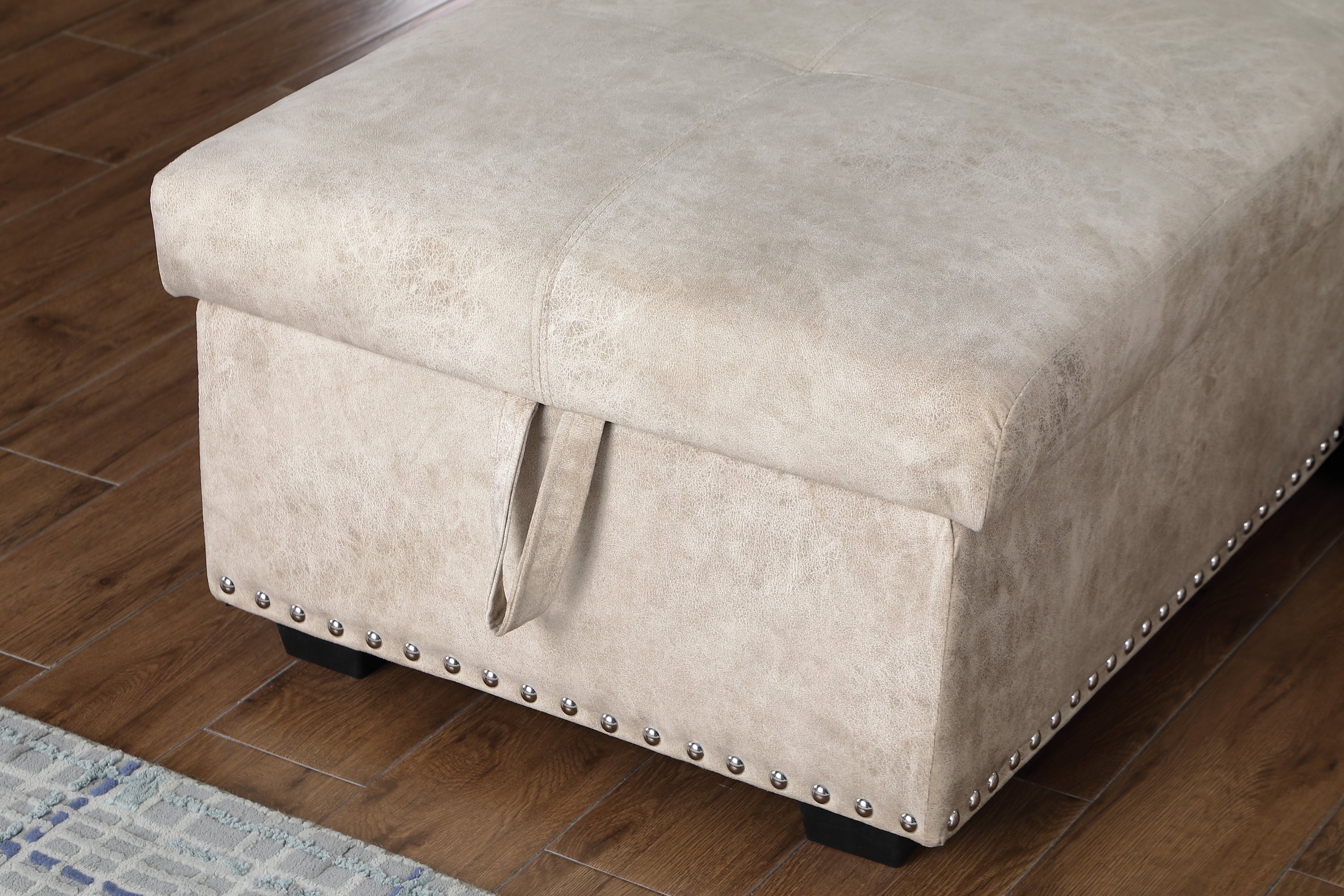 Reversible Sleeper Sectional Storage Sofa Bed,Corner Sofa-Bed With Storage,3 Seat Both Left Handed And Right Handed, Nailheaded - Atlantic Fine Furniture Inc