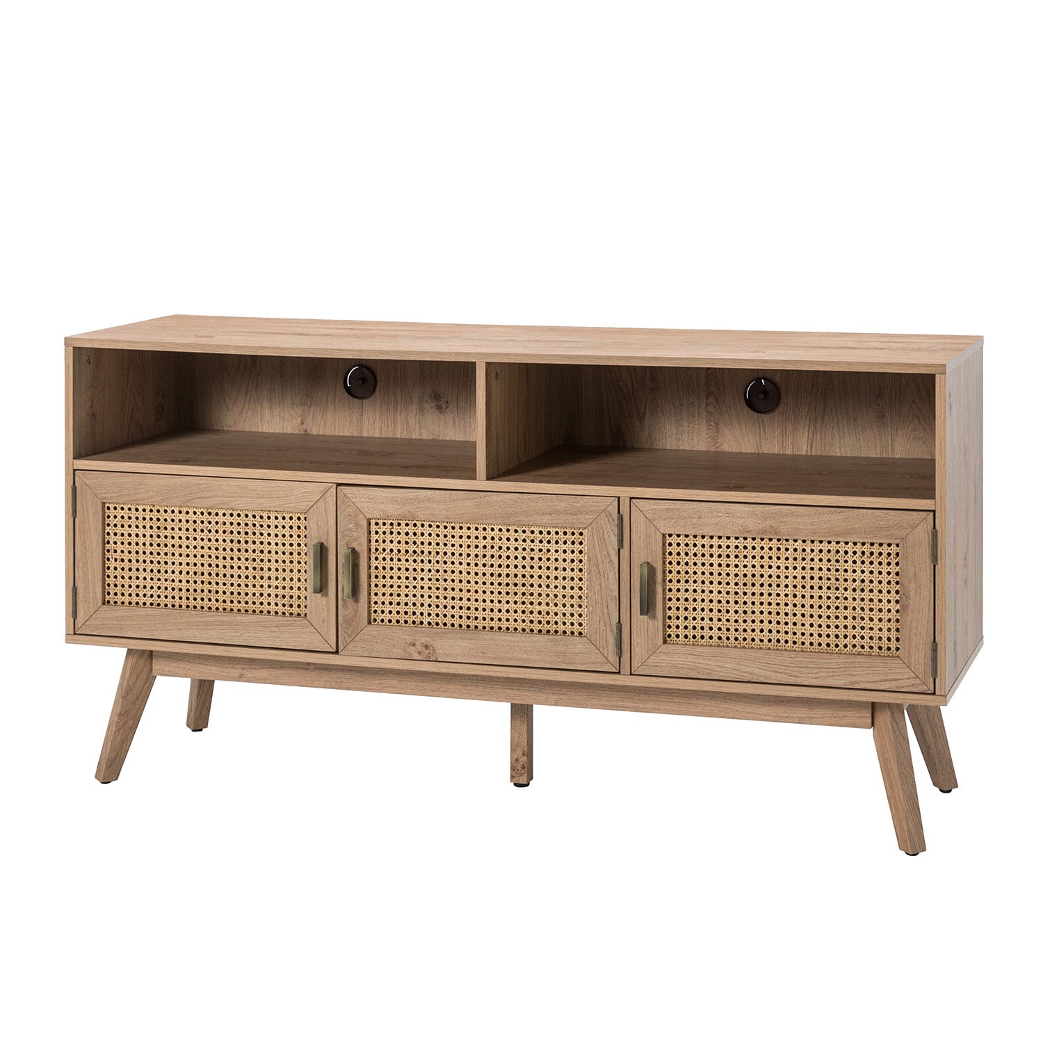 Mermeros TV Stand for TVs up to 65" with Three Doors - Atlantic Fine Furniture Inc