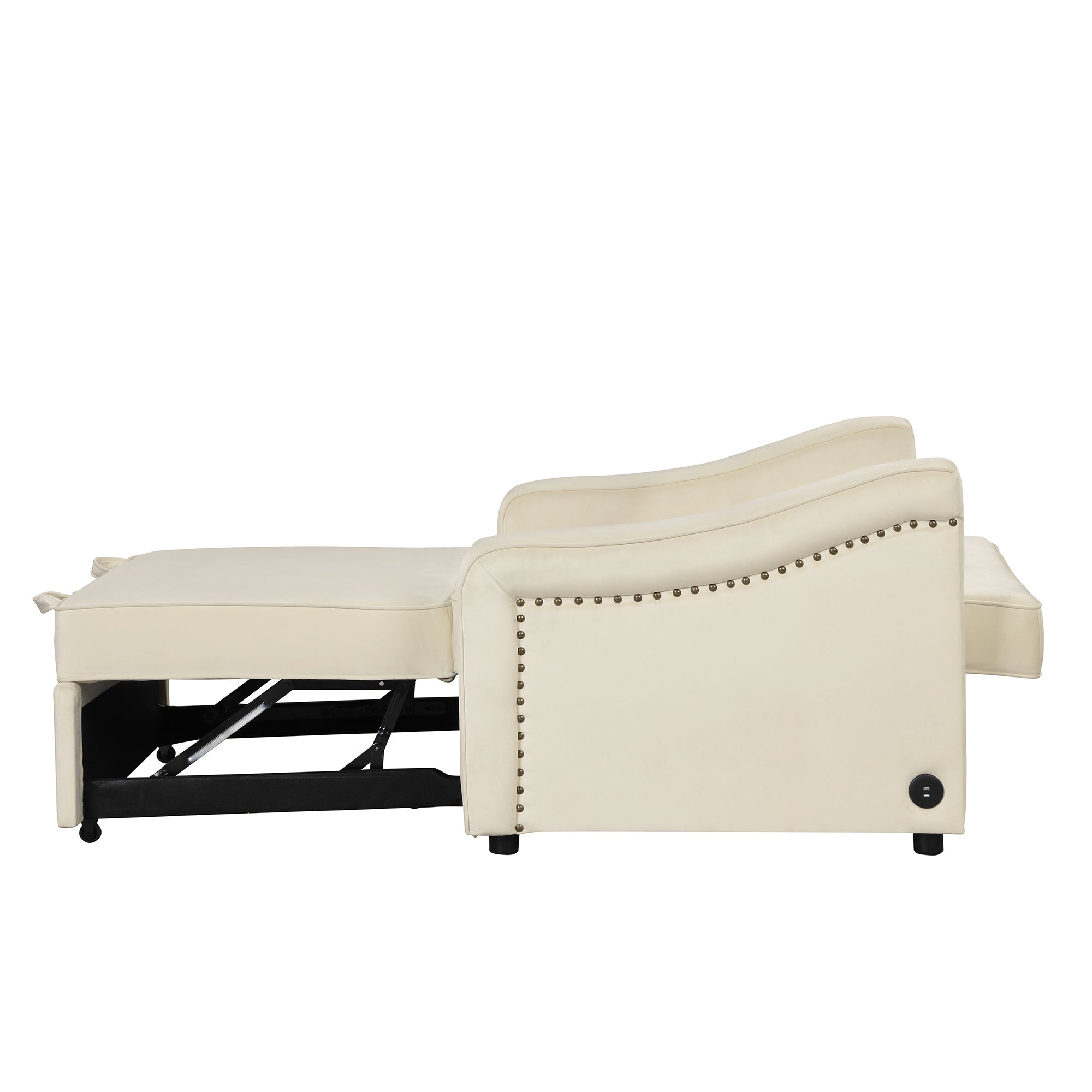 Orisfur. 50.6" Convertible Sleeper Bed, Adjustable Sofa Couch with Dual USB Ports for Living Room Space（Cream White） - Atlantic Fine Furniture Inc