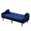 FUTON SOFA SLEEPER BLUE VELVET WITH 2 PILLOWS(same as W223S01469、W223S00358。Size difference, See Details in page.) ***Not available for sale on Walmart*** - Atlantic Fine Furniture Inc