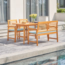 Waimea Honey 4-Piece Slatted Eucalyptus Wood Patio Dining Set with Bench and Cushion - Atlantic Fine Furniture Inc