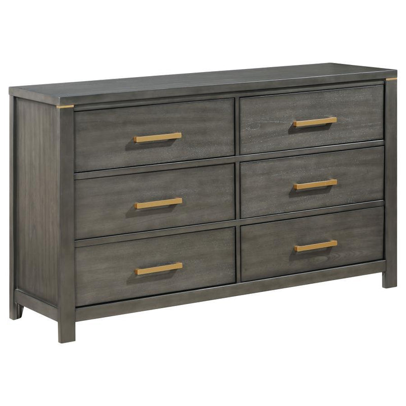 Kieran - 6-Drawer Bedroom Dresser - Gray