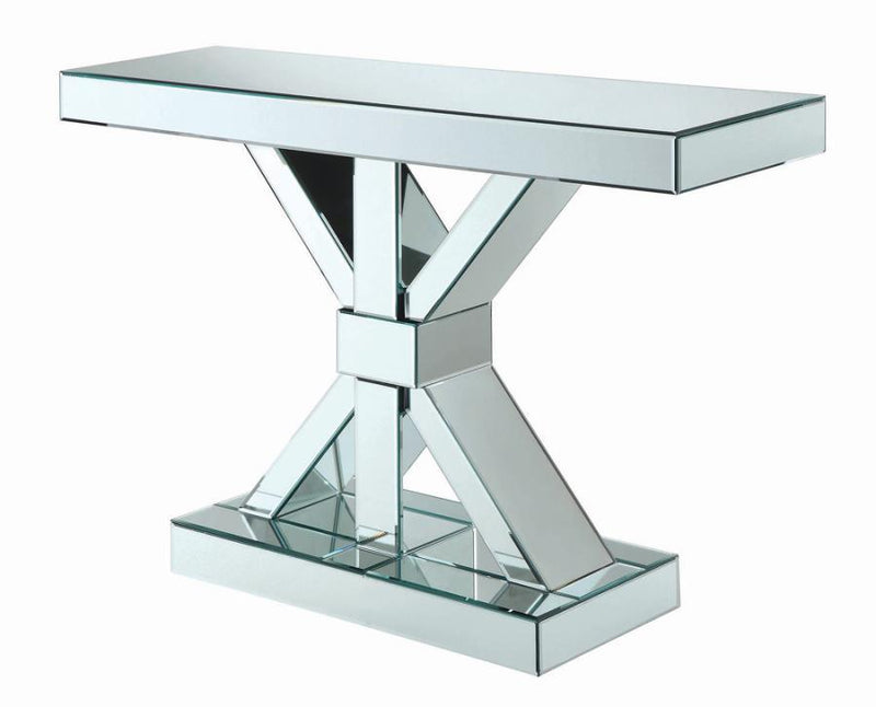 Lurlynn - X-Shaped Base Console Table - Clear Mirror