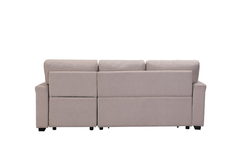 Beige Upholstered Sleeper Modular Sofa