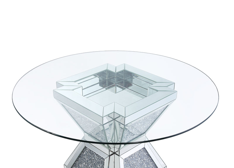 Noralie - Dining Table - Clear Glass, Mirrored & Faux Diamonds - 31"