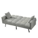 FUTON SOFA SLEEPER Light Grey VELVET WITH 2 PILLOWS（same as W223S00948、W223S01118、W223S01464。Size difference, See Details in page.） - Atlantic Fine Furniture Inc