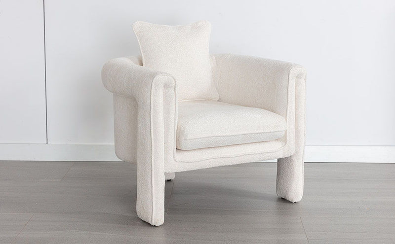 Modern Style Accent Chair Armchair For Living Room, Bedroom, Guest Room, Office, Ivory