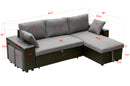 Artemax 92.5“Linen Reversible Sleeper Sectional Sofa with storage and 2 stools Steel Gray - Atlantic Fine Furniture Inc