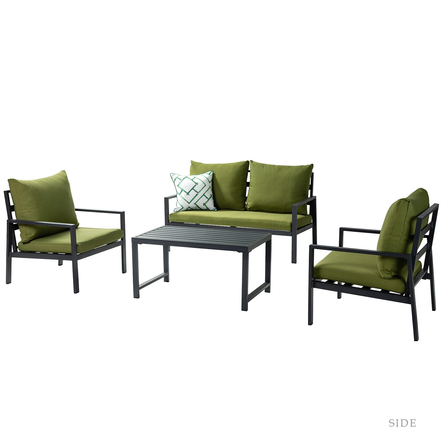 Helice Outdoor Conversation Aluminum 4 Piece Sofa Sets with Cushions - Atlantic Fine Furniture Inc