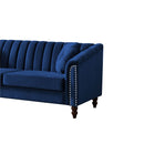 MH Modern Velvet Upholstered Sofa Couch, 3 Seat Tufted Back with Nail Arms, Solid wood Legs, Sleeper Sofa for Living Room, Compact Living Space, Apartment, Bonus Room, Blue - Atlantic Fine Furniture Inc