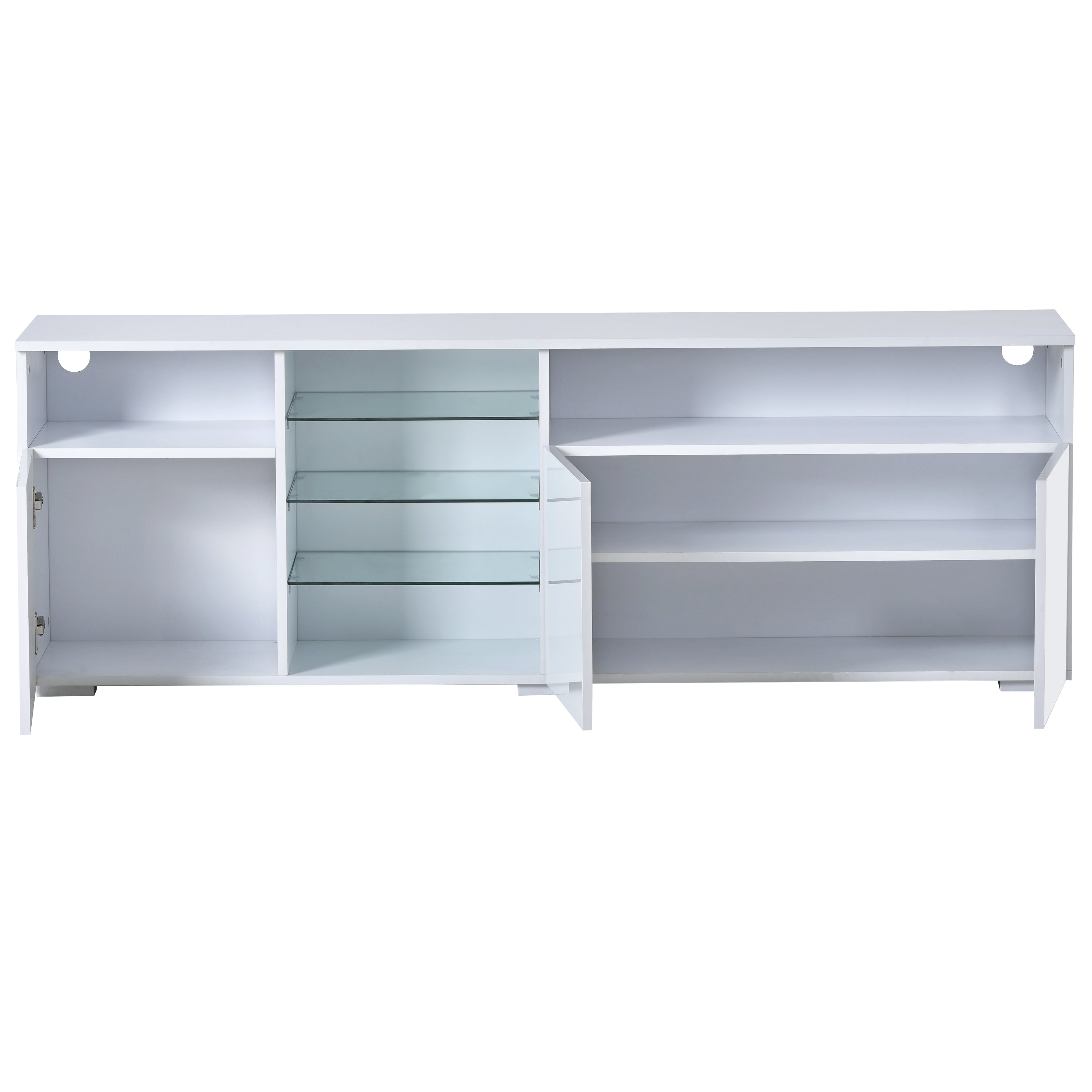 U-Can Modern, Stylish Functional TV stand with Color Changing LED Lights, Universal Entertainment Center, High Gloss TV Cabinet for 70+ inch TV, White - Atlantic Fine Furniture Inc