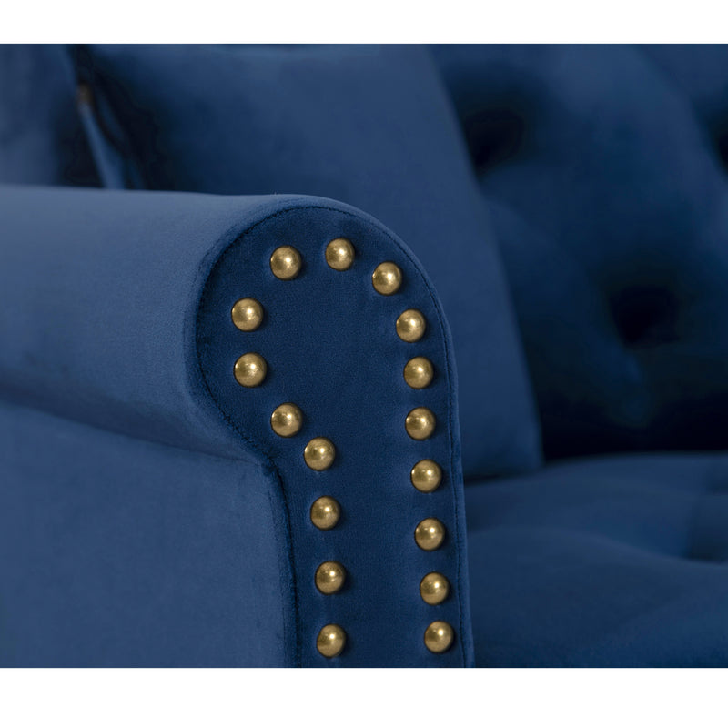 Convertible Sofa bed sleeper BLUE velvet (same as W223S00871、W223S01591。Size difference, See Details in page.) - Atlantic Fine Furniture Inc