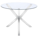 Vance - Round Glass Top Asterisk Dining Table - Chrome - Atlantic Fine Furniture Inc