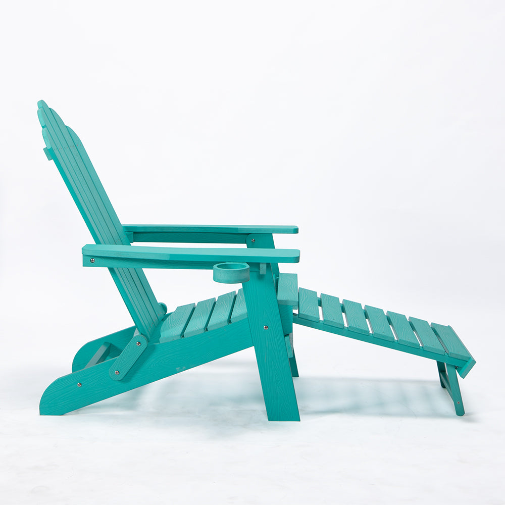 TALE Folding Adirondack Chair with Pullout Ottoman with Cup Holder, Oversized, Poly Lumber,  for Patio Deck Garden, Backyard Furniture, Easy to Install,GREEN. Banned from selling on Amazon - Atlantic Fine Furniture Inc