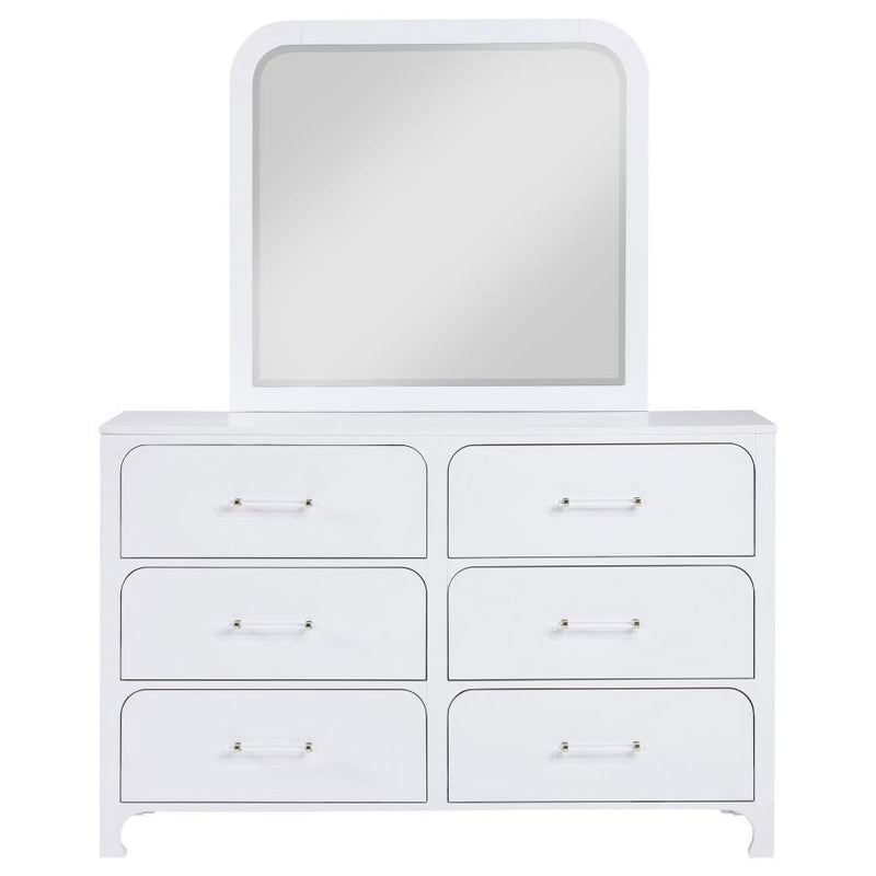 Anastasia - 6-Drawer Bedroom Dresser With Mirror - Pearl White