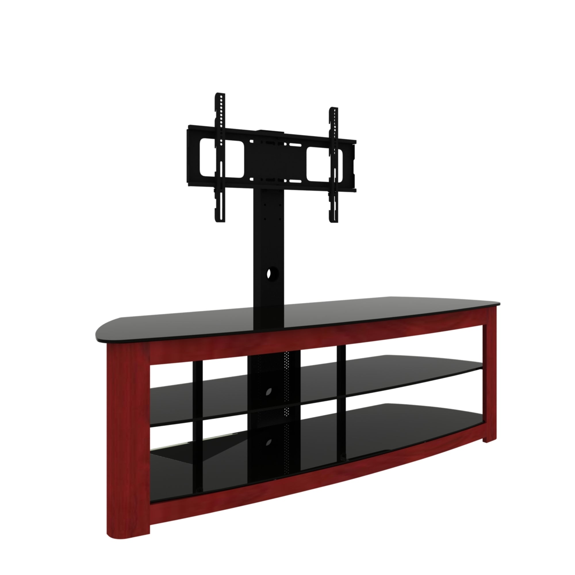 Walnut TV Stand with 2 Tier Storage Space Fits TV Up To 65 in - Atlantic Fine Furniture Inc