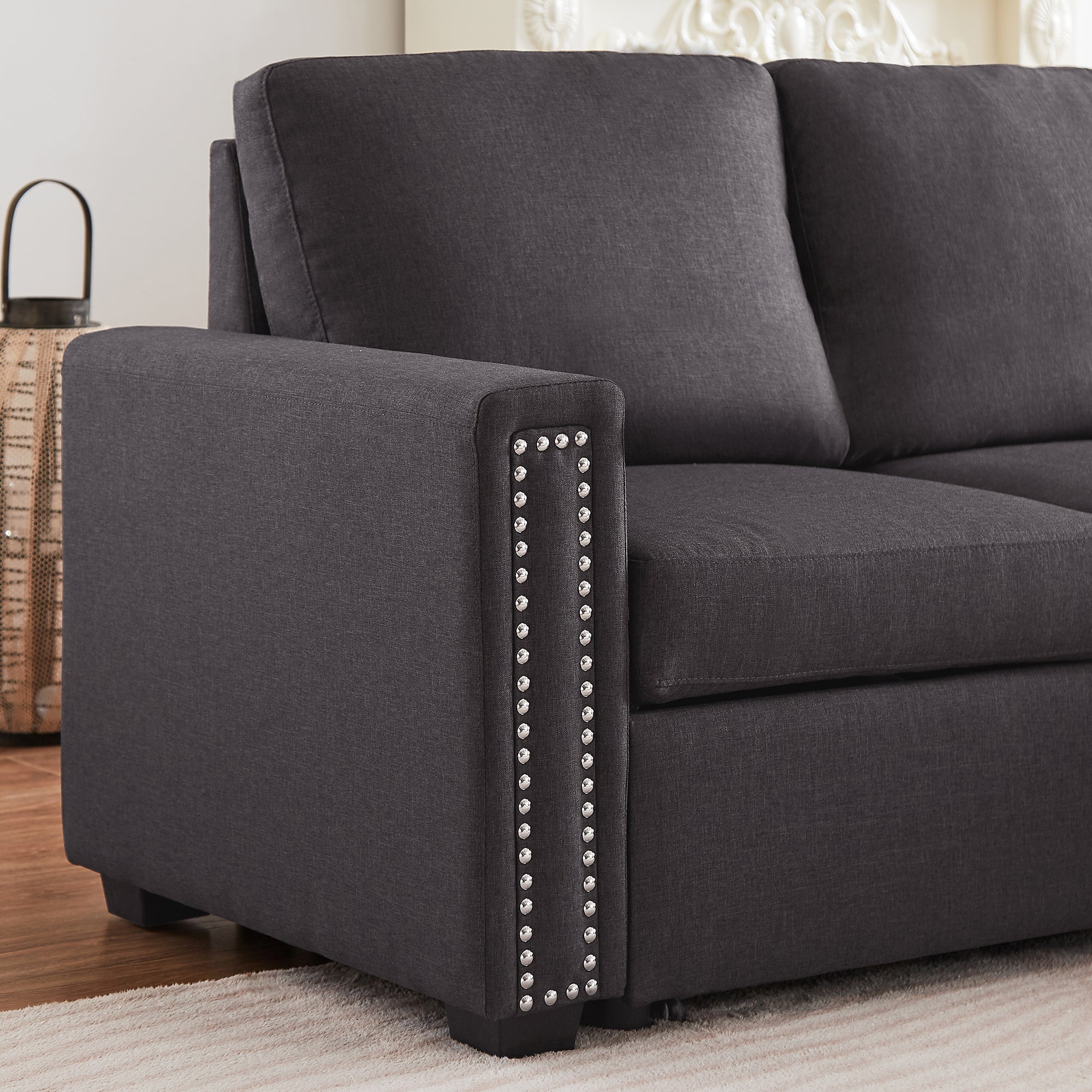 Orisfur. 83" Pull Out Sleeper Sofa Reversible L-Shape 3 Seat Sectional Couch with Storage Chaise for Living Room Furniture Set - Atlantic Fine Furniture Inc