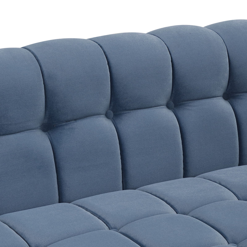 42" Modern Sofa Dutch Fluff Upholstered Sofa With Solid Wood Legs, Buttoned Tufted Backrest, Blue