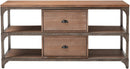 ACME Gorden TV Stand in Weathered Oak & Antique Silver 91504 - Atlantic Fine Furniture Inc