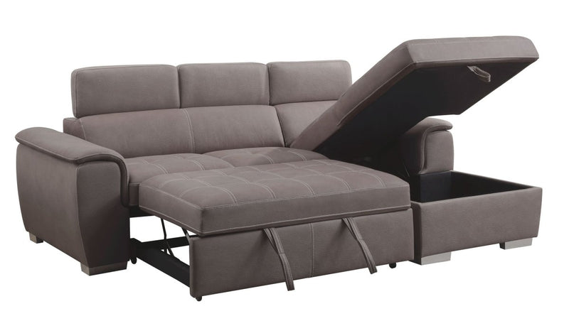 ACME Haruko Storage Sleeper Sectional Sofa, Light Brown PU 55535 - Atlantic Fine Furniture Inc