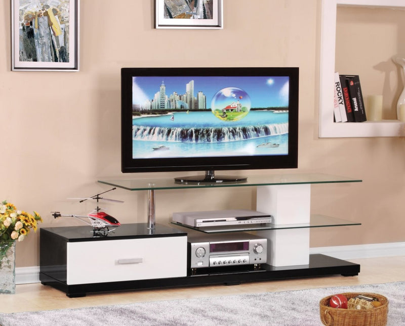 ACME Ivana TV Stand in White & Black 91140 - Atlantic Fine Furniture Inc
