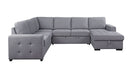 ACME Nardo Storage Sleeper Sectional Sofa, Gray Fabric 55545 - Atlantic Fine Furniture Inc