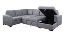 ACME Nardo Storage Sleeper Sectional Sofa, Gray Fabric 55545 - Atlantic Fine Furniture Inc
