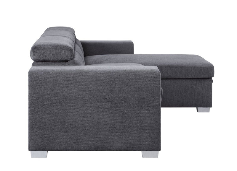ACME Natalie Reversible Storage Sleeper Sectional Sofa, Gray Chenille 55530 - Atlantic Fine Furniture Inc