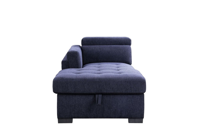 ACME Nekoda Storage Sleeper Sectional Sofa and Ottoman, Navy Blue Fabric 55520 - Atlantic Fine Furniture Inc