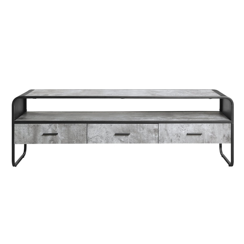ACME Raziela TV Stand, Concrete Gray & Black Finish LV01142 - Atlantic Fine Furniture Inc