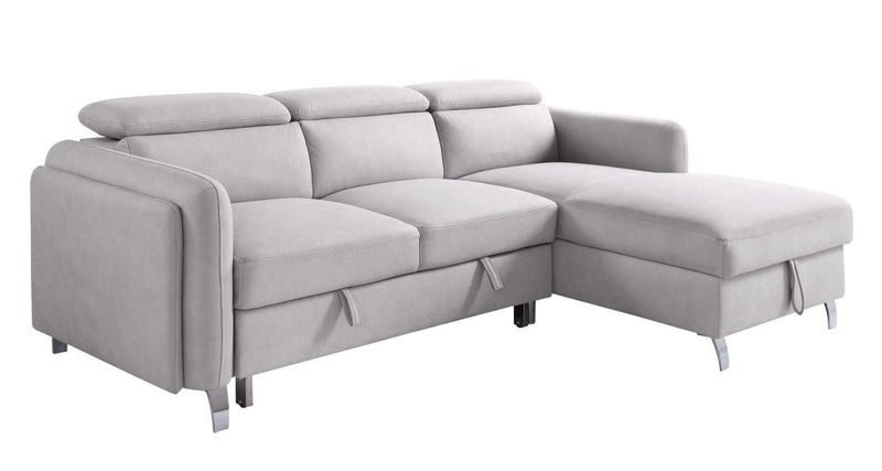 ACME Reyes Sectional Sofa w/Sleeper, Beige Nubuck 56040 - Atlantic Fine Furniture Inc