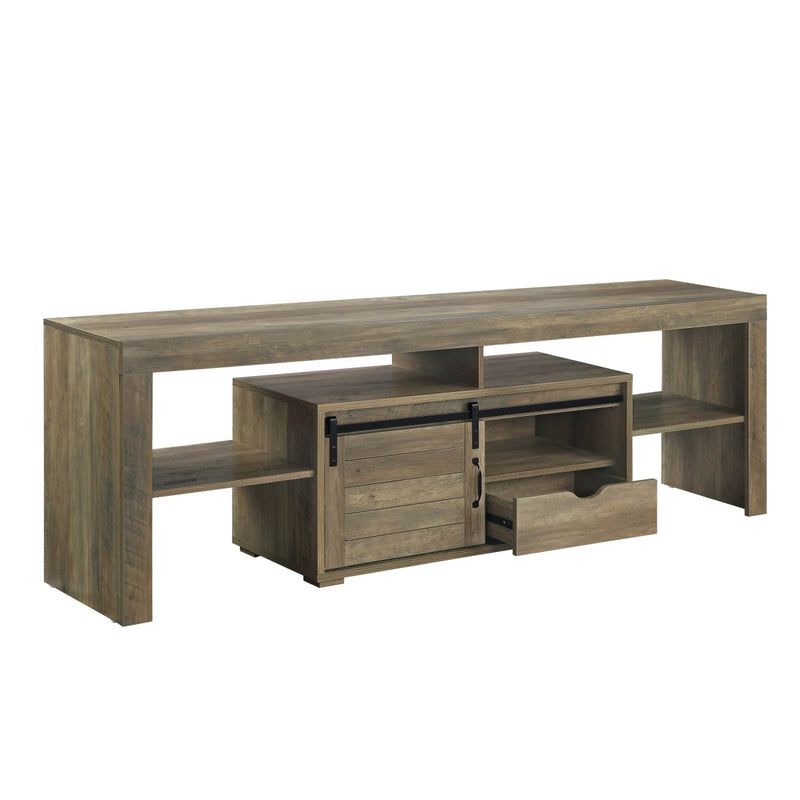 ACME Wasim TV Stand, Rustic Oak Finish LV01102 - Atlantic Fine Furniture Inc