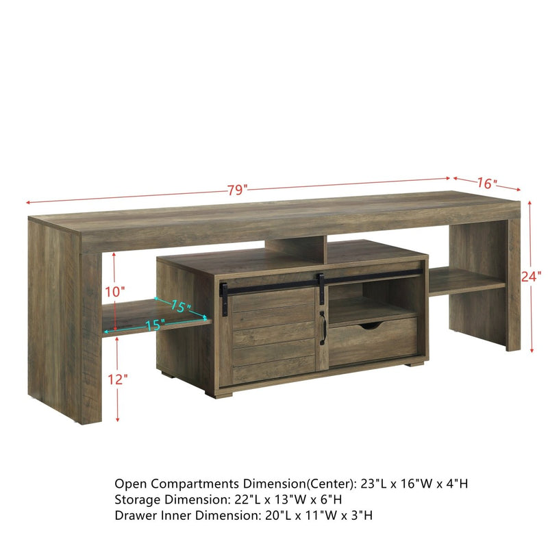 ACME Wasim TV Stand, Rustic Oak Finish LV01102 - Atlantic Fine Furniture Inc