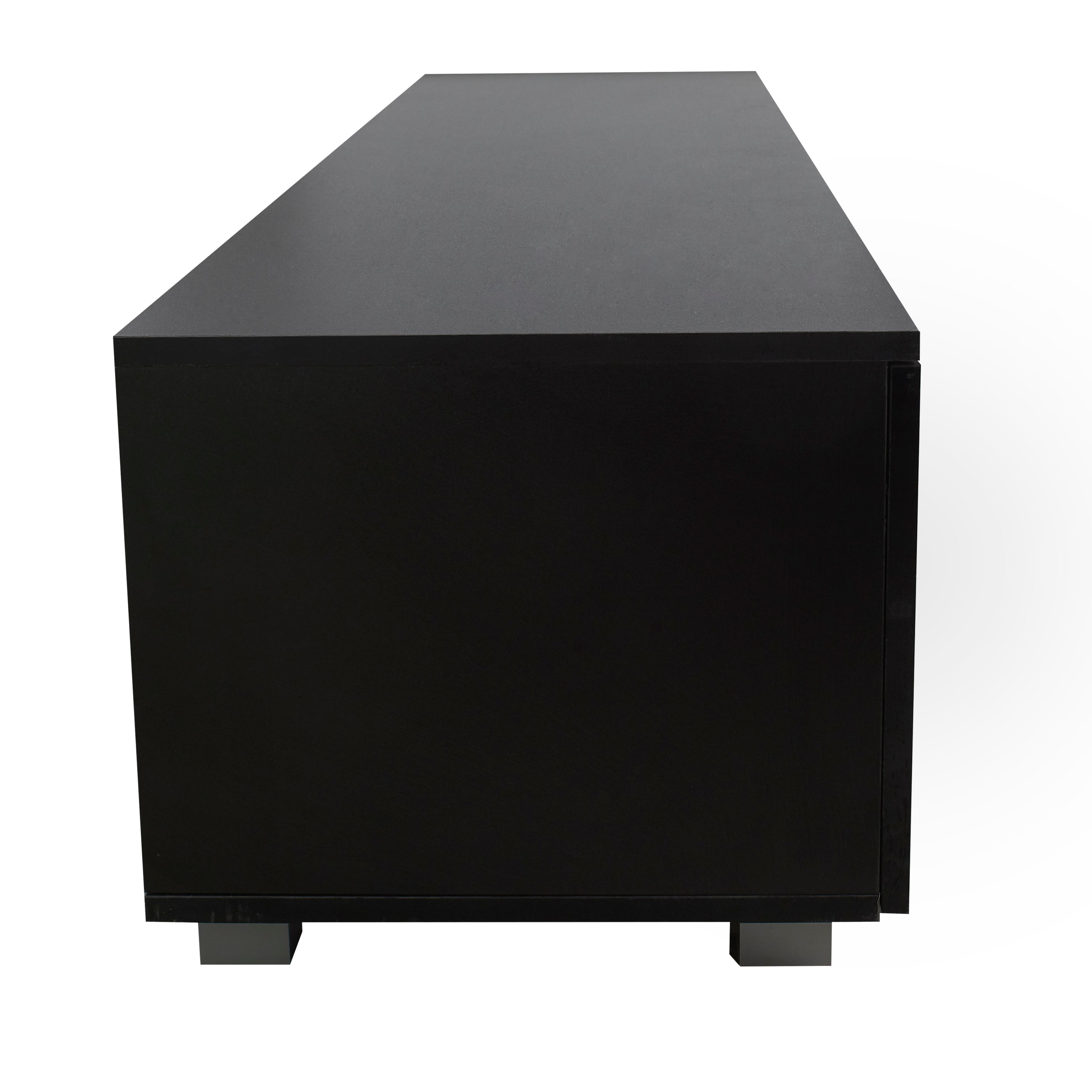 Black TV Stand for 70 Inch TV Stands, Media Console Entertainment Center Television Table, 2 Storage Cabinet with Open Shelves for Living Room Bedroom - Atlantic Fine Furniture Inc