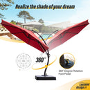 LAUSAINT HOME Outdoor Patio Umbrellas,  12FT Outdoor Umbrella with Base Included, Upgraded Curvy Aluminum Offset Cantilever Umbrella with 360°Rotation Deisgn for Garden Pool Backyard Market Deck - Atlantic Fine Furniture Inc