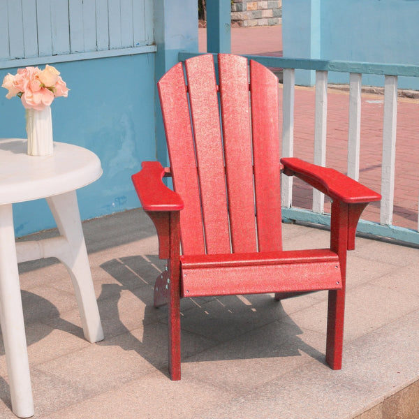 Adirondack Chair Holder HDPE Patio Chairs Weather Resistant Outdoor Chairs for Lawn, Deck, Backyard, Garden, Fire Pit, Plastic Outdoor Chairs - Red - Atlantic Fine Furniture Inc