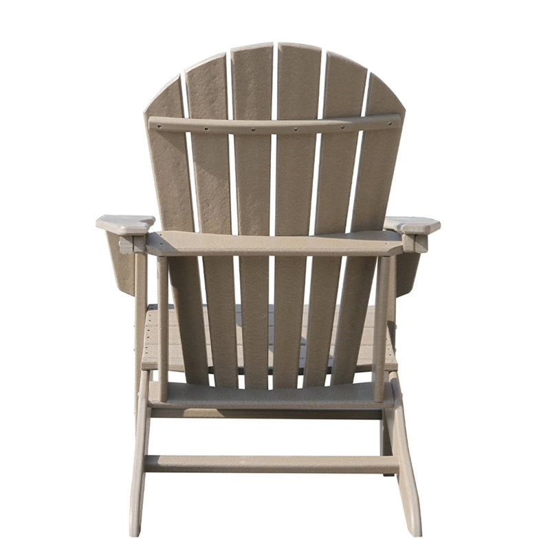 Adirondack Chair Holder HDPE Patio Chairs Weather Resistant Outdoor Chairs for Lawn, Deck, Backyard, Garden, Fire Pit, Plastic Outdoor Chairs-Weathered Wood - Atlantic Fine Furniture Inc