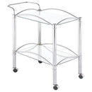 Shadix - 2-Tier Rectangular Glass Shelf Metal Bar Cart - Chrome - Atlantic Fine Furniture Inc